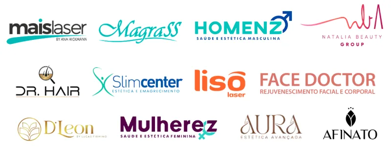 Marcas que usam o UNO CRM: Maislaser by Ana Hickmann, Magrass, Homenz, Dr. Hair, Slimcenter, Liso Laser, Face Doctor, D'Leon e outras